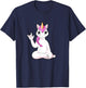 Cartoon unicorn shows I love you - ASL hand gesture T-Shirt - T-Shirt | Navy