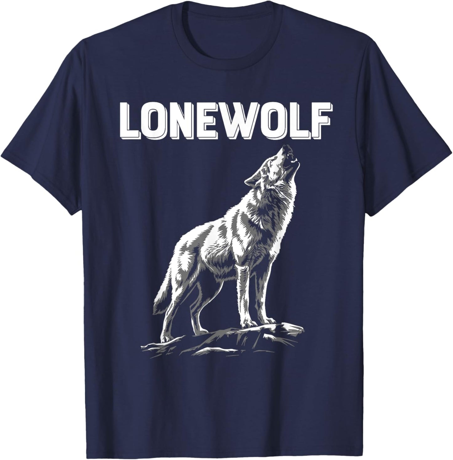 Alpha Lone Wolf Pack Member Wildlife Howling T-Shirt - T-Shirt | Navy