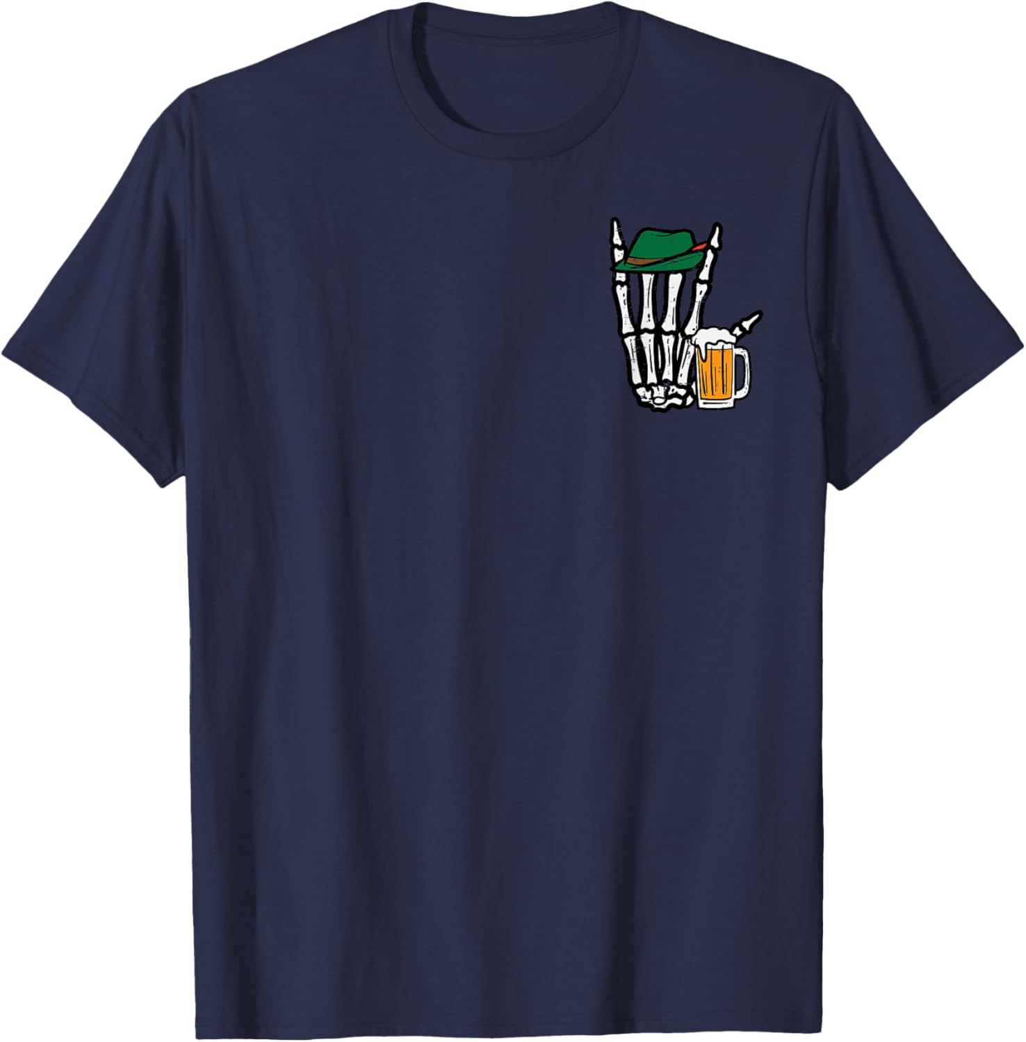 Skeleton Rock Hand Bavarian Rocker Oktoberfest Men Boys T-Shirt - T-Shirt | Navy