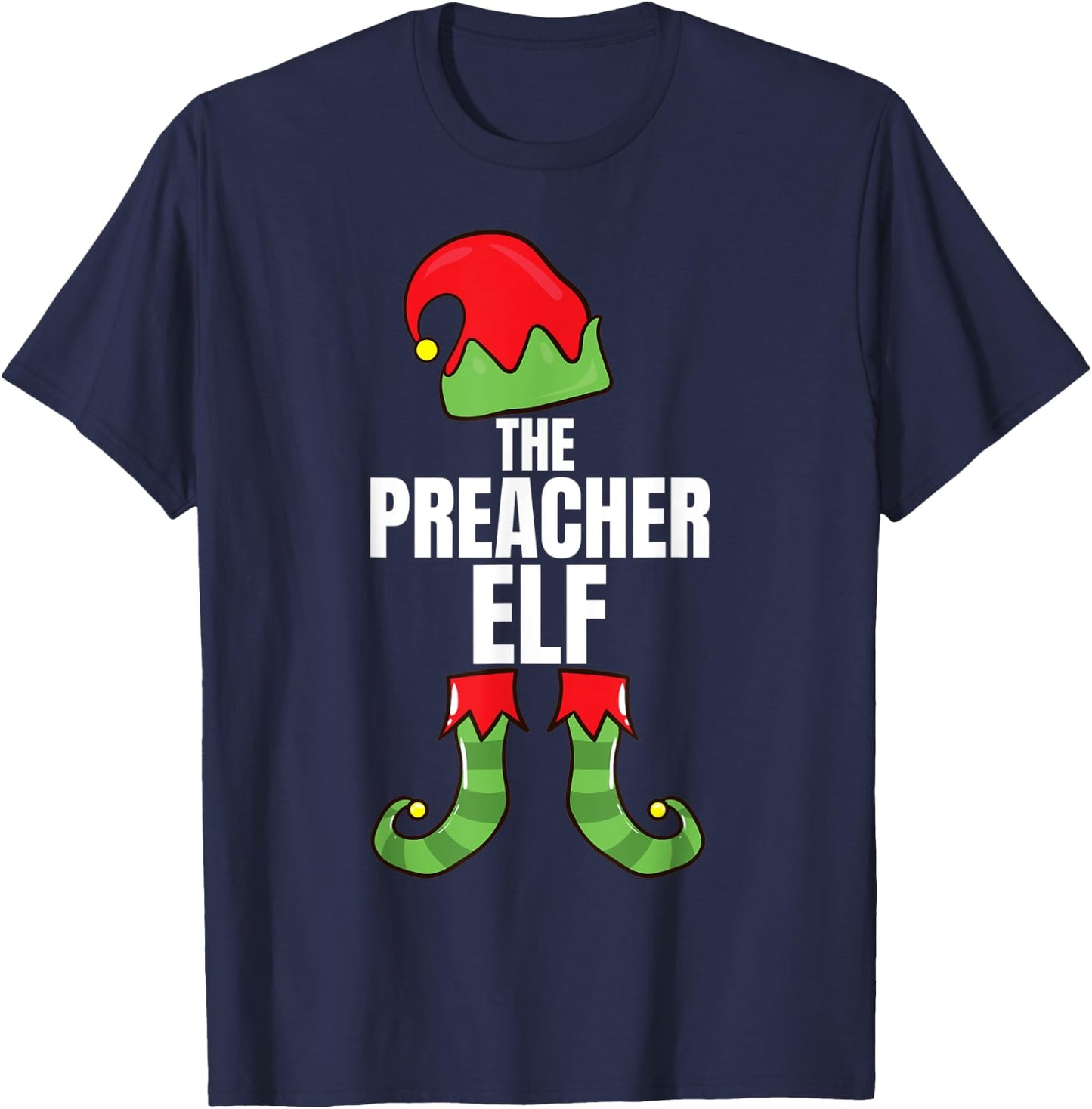 The Preacher Elf Matching Family Christmas Group Pajama T-Shirt - T-Shirt | Navy