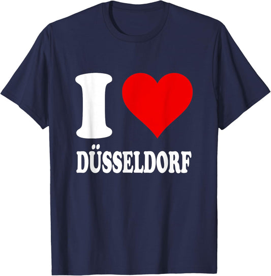 Red Heart I Love Düsseldorf T-Shirt - T-Shirt | Navy