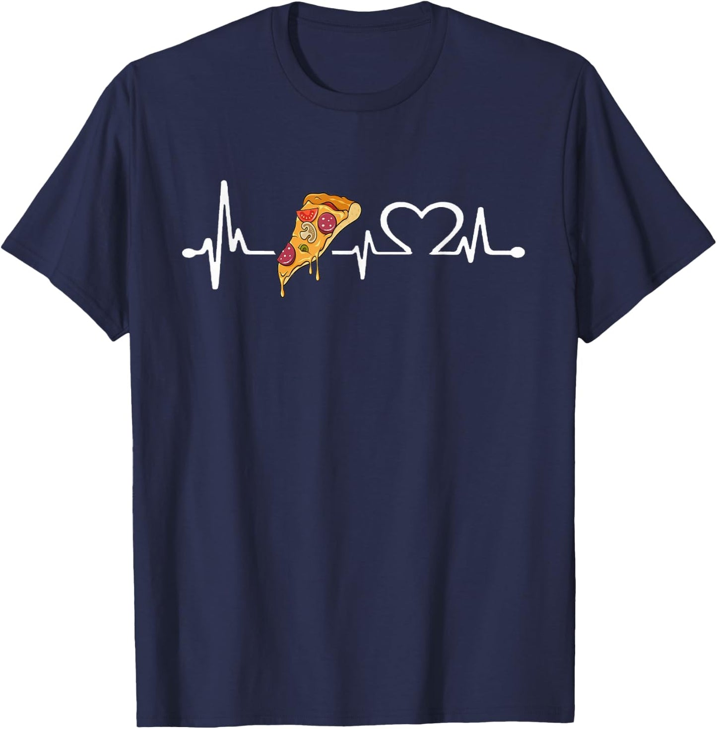 Love pizza women's heartbeat shirt, pizza lovers for girls T-Shirt - T-Shirt | Navy