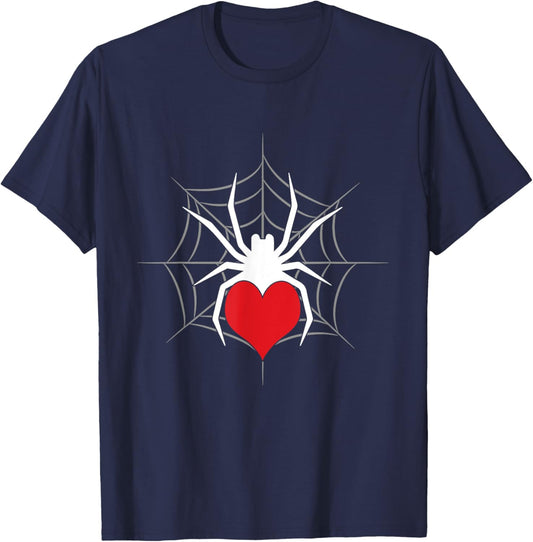 Spider Web | Arachnophile Spider Lovers | Spider With Heart T-Shirt - T-Shirt | Navy