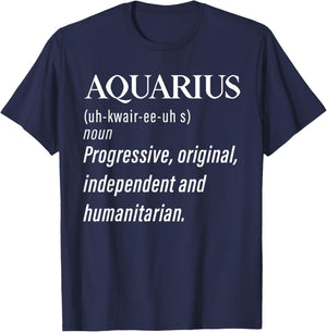 Aquarius Definition February Birthday Zodiac Gifts Aquarious T-Shirt - T-Shirt | Navy