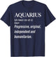 Aquarius Definition February Birthday Zodiac Gifts Aquarious T-Shirt - T-Shirt | Navy