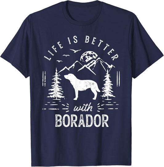 Borador Life Better Mom Dad Dog Men Women Girls Kids T-Shirt - T-Shirt | Navy