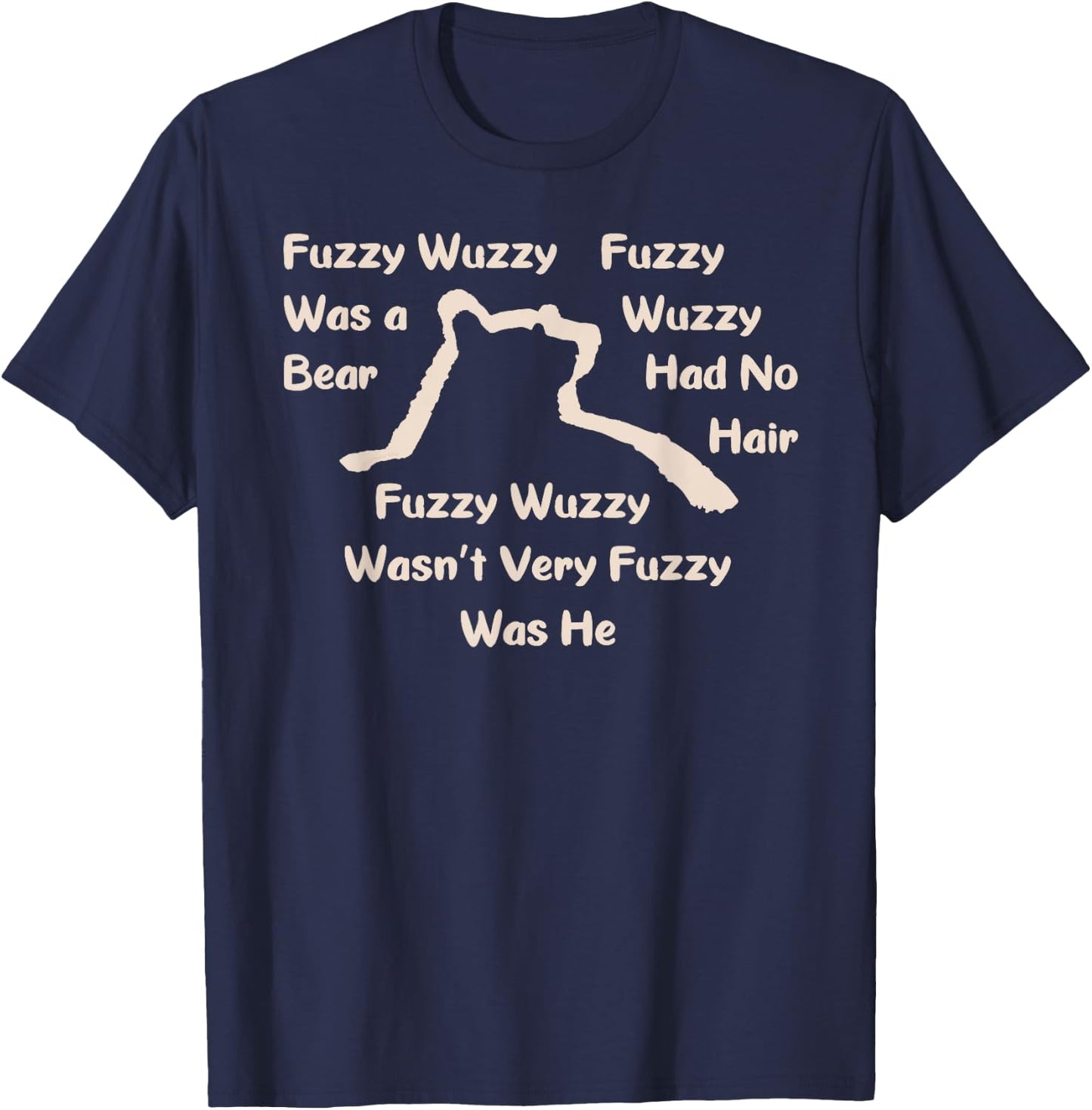 Fuzzy Wuzzy Was a Bear... Bear Head and Shoulders Silhouette T-Shirt - T-Shirt | Navy