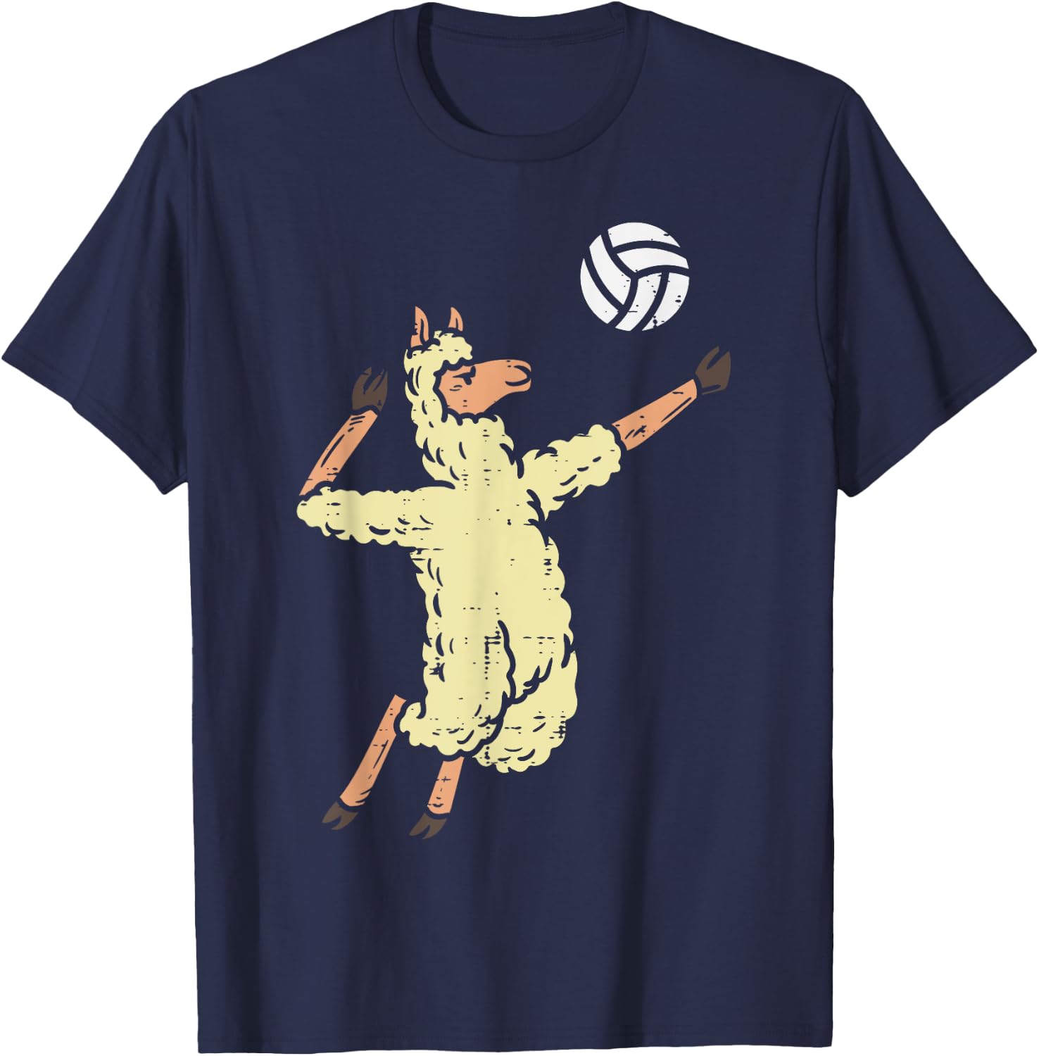 Llama Volleyball Alpaca Spike Serve Player Spiker Women Men T-Shirt - T-Shirt | Navy