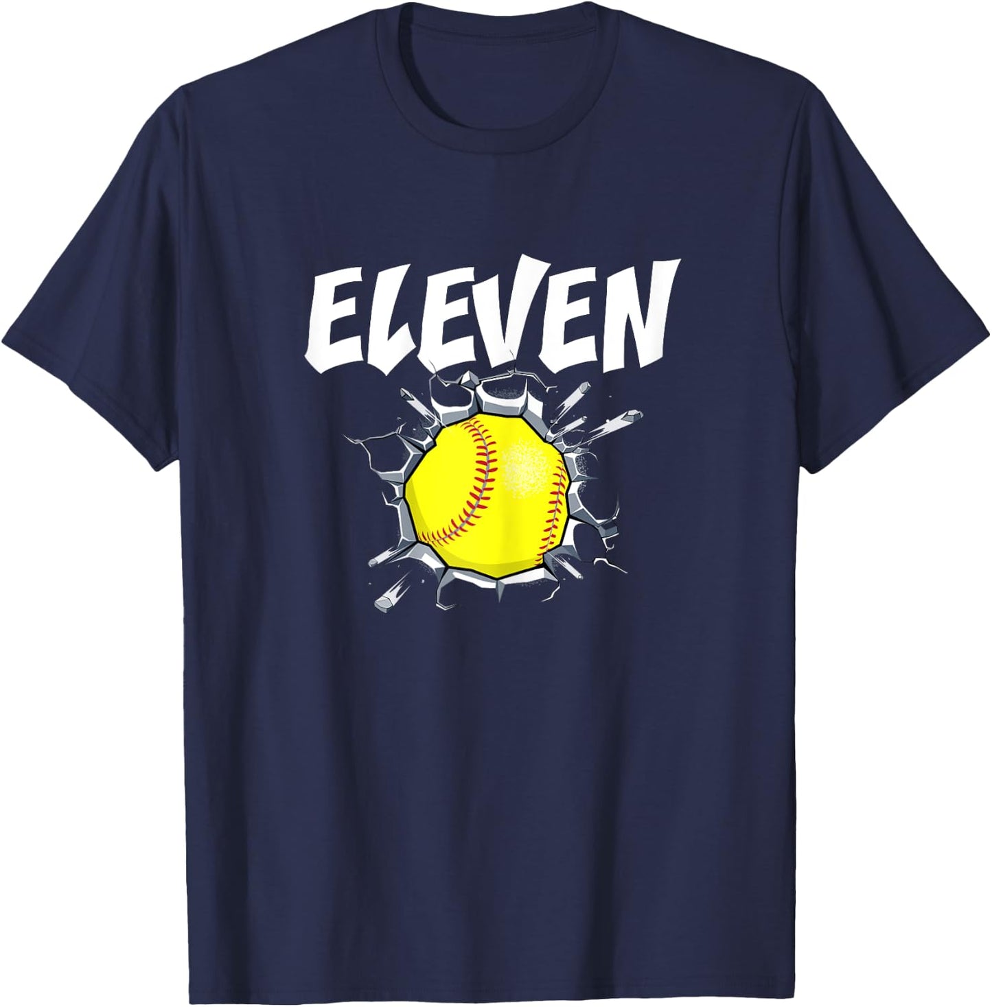 11 Year Old Softball Birthday Party Theme 11th Gift Girl T-Shirt - T-Shirt | Navy