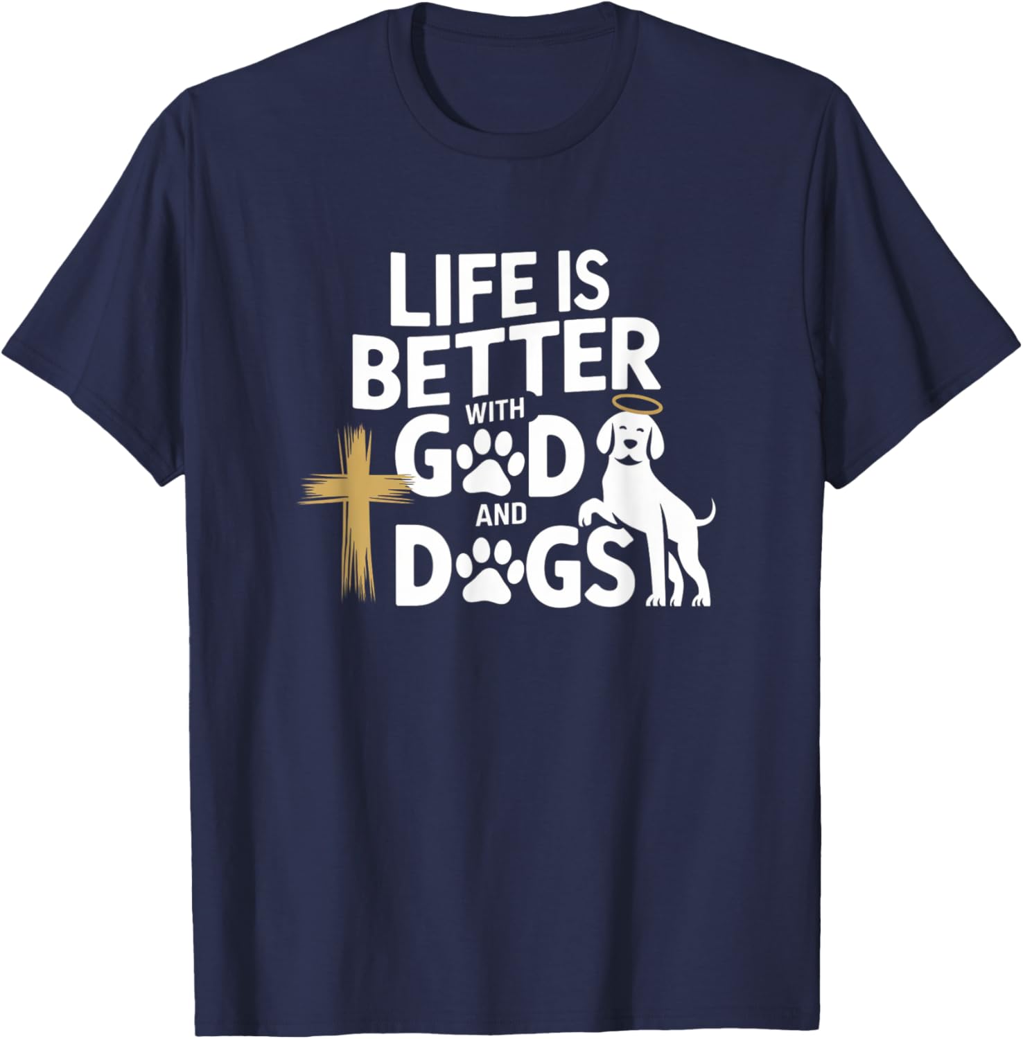 Adults Dog Lovers Spiritual/Religious Classic Fit Black T-Shirt - T-Shirt | Navy