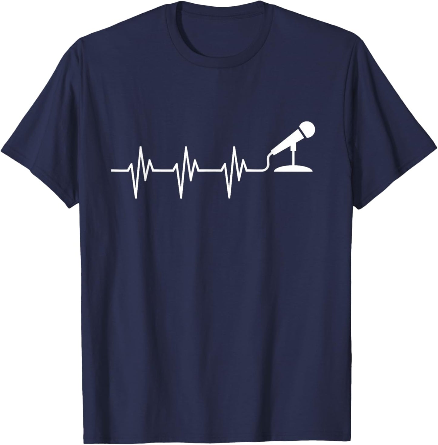 Microphone Heartbeat Funny Singer Singing T Shirt Gift T-Shirt - T-Shirt | Navy