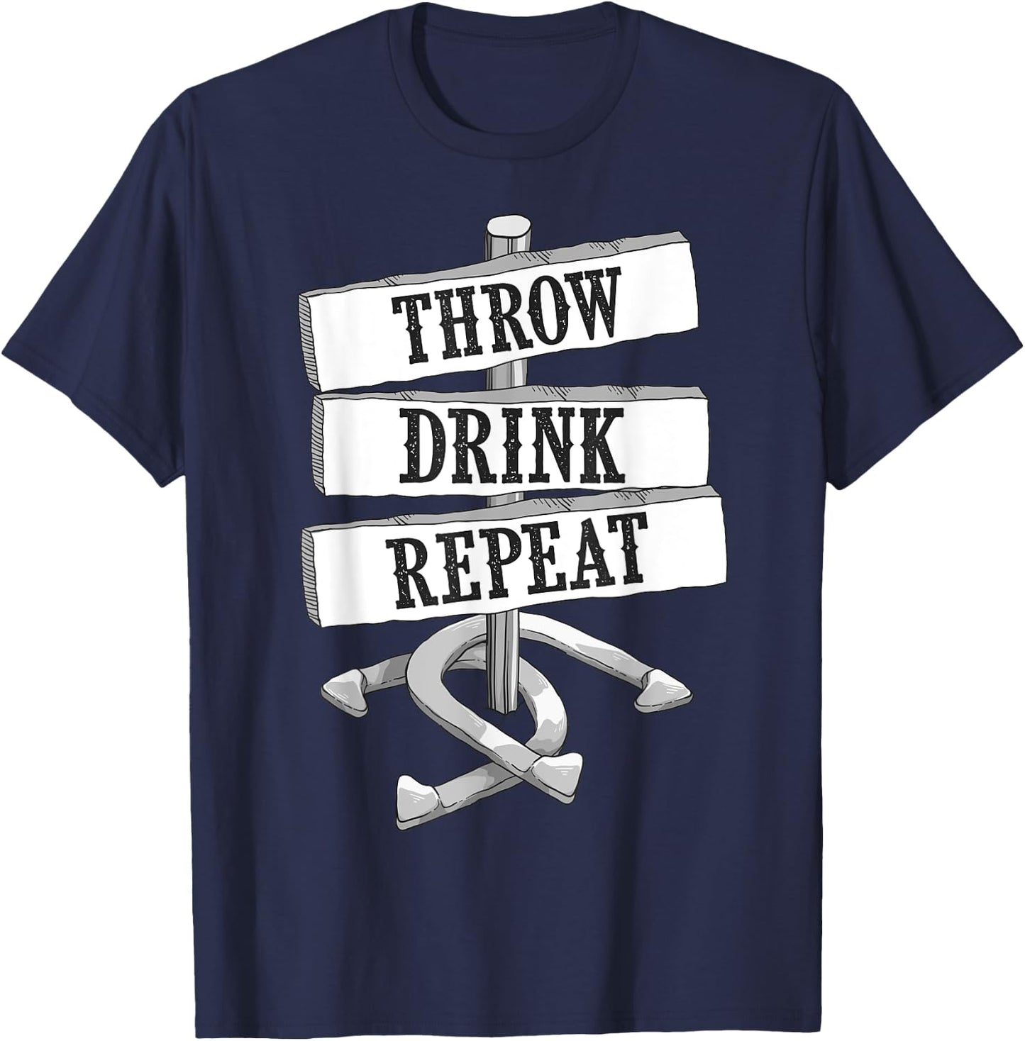 Funny Horseshoe Pitching Game Gift | Cute Throwers Men Women T-Shirt - T-Shirt | Navy