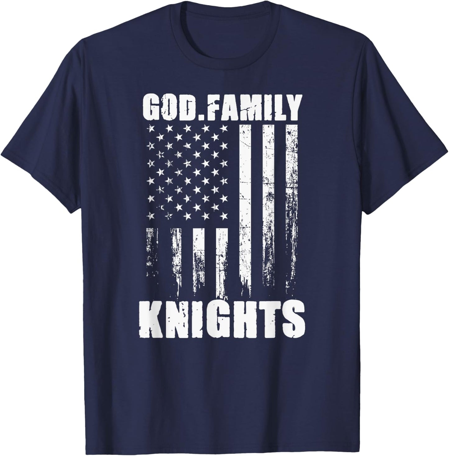 Fairview Knights God. Family. Vintage USA Flag T-Shirt - T-Shirt | Navy