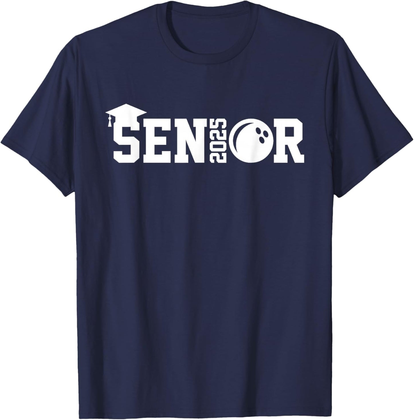 Senior 2025 Bowling Player Class Of 2025 Graduation Seniors T-Shirt - T-Shirt | Navy