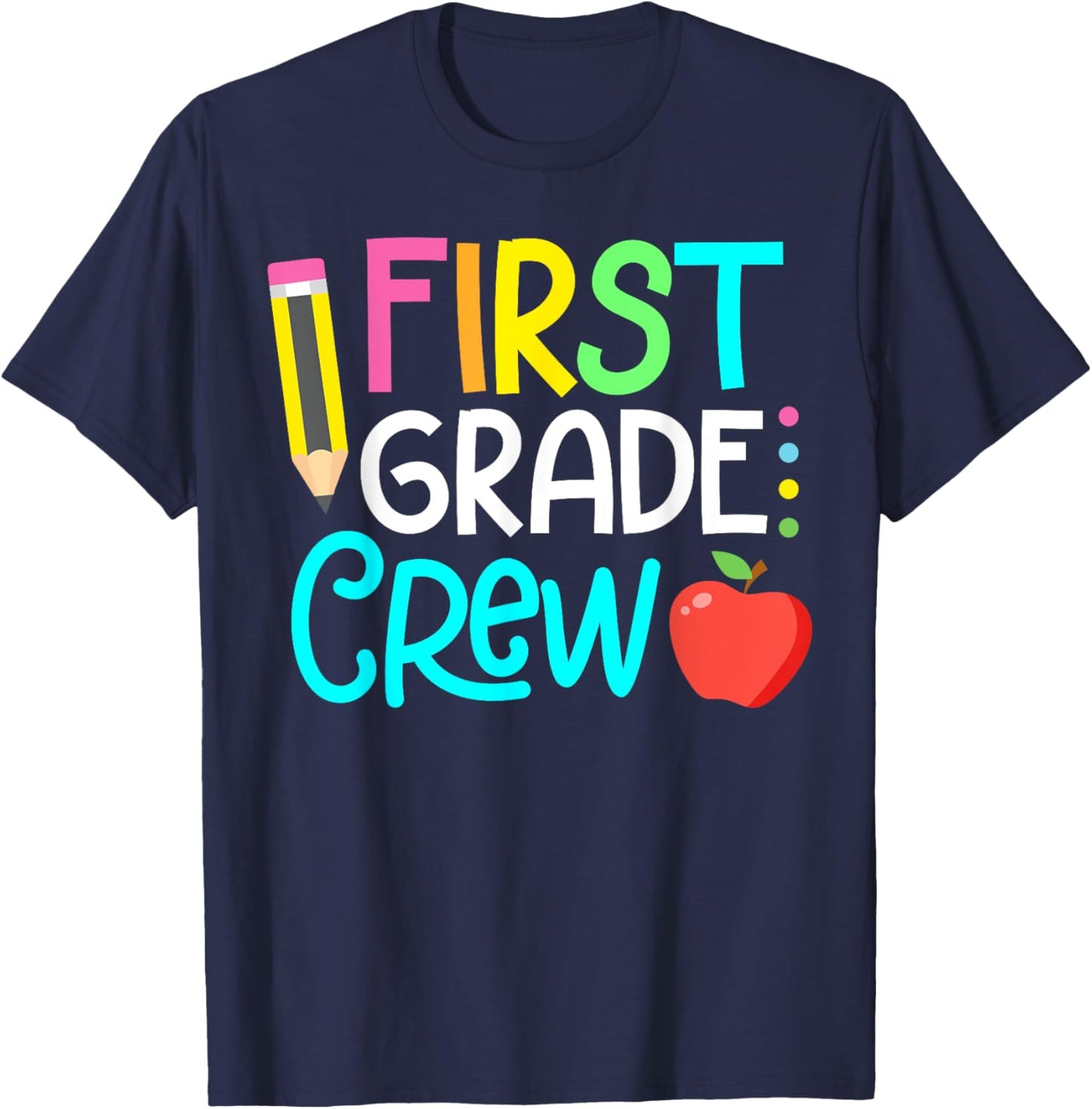 Team 1st Grade Crew Back To School 1st Grade Teacher Kids T-Shirt - T-Shirt | Navy