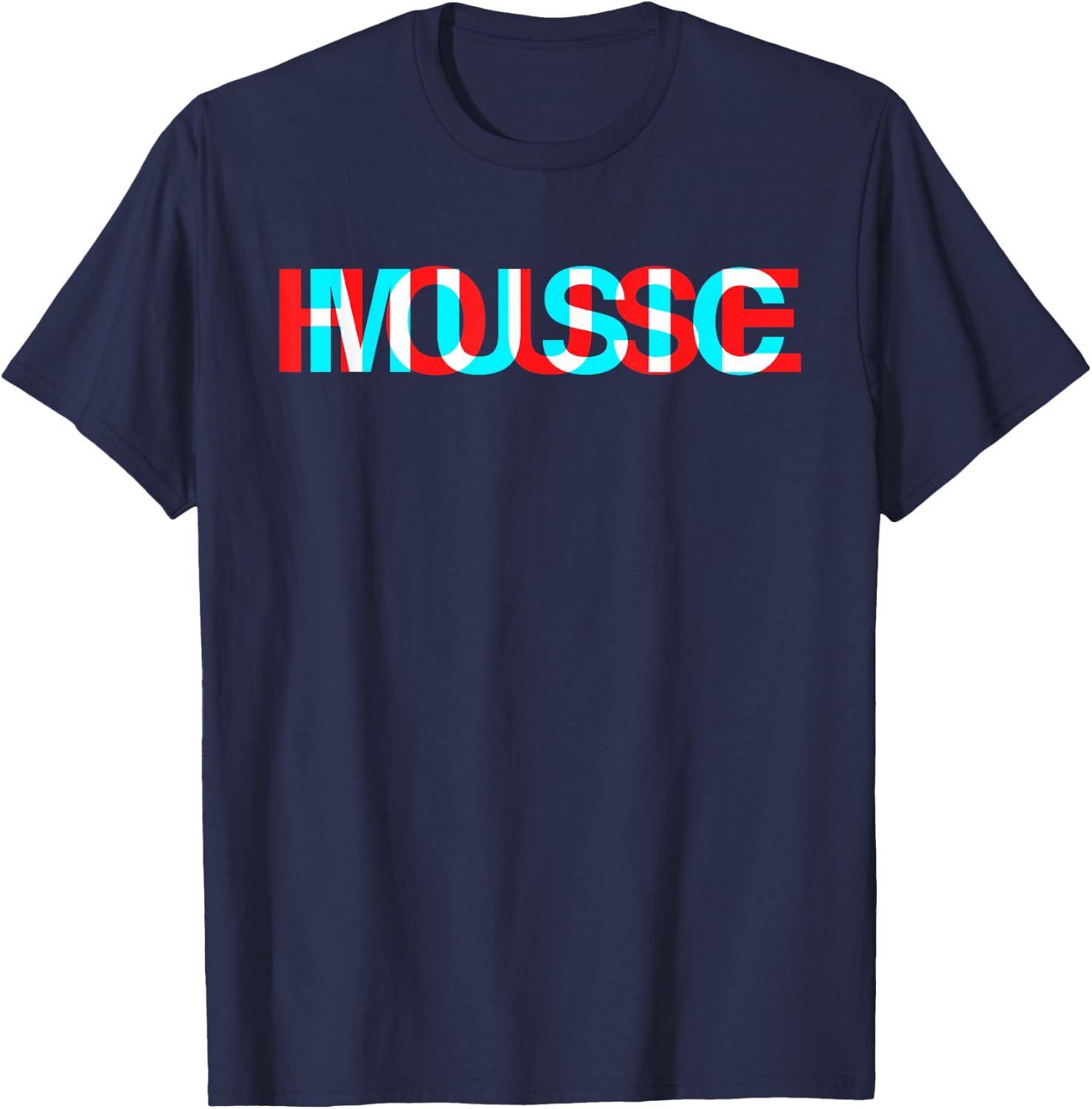House Music Glitch Optical Illusion - EDM Rave DJ T-Shirt - T-Shirt | Navy