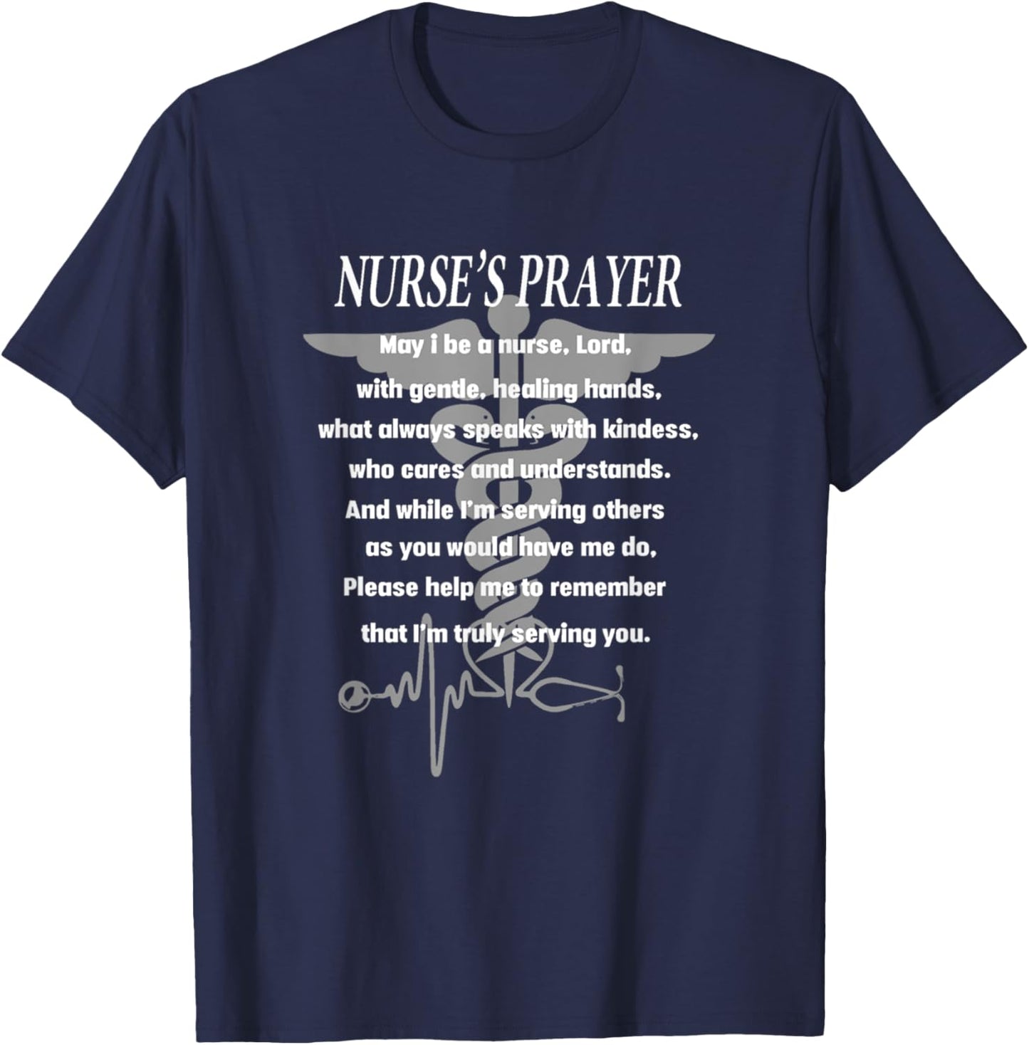 Best Nurse Christian Nurse - Adult, 3X-Large, Black, Short Sleeve, Regular Fit, Modern, U-Neck T-Shirt - T-Shirt | Navy