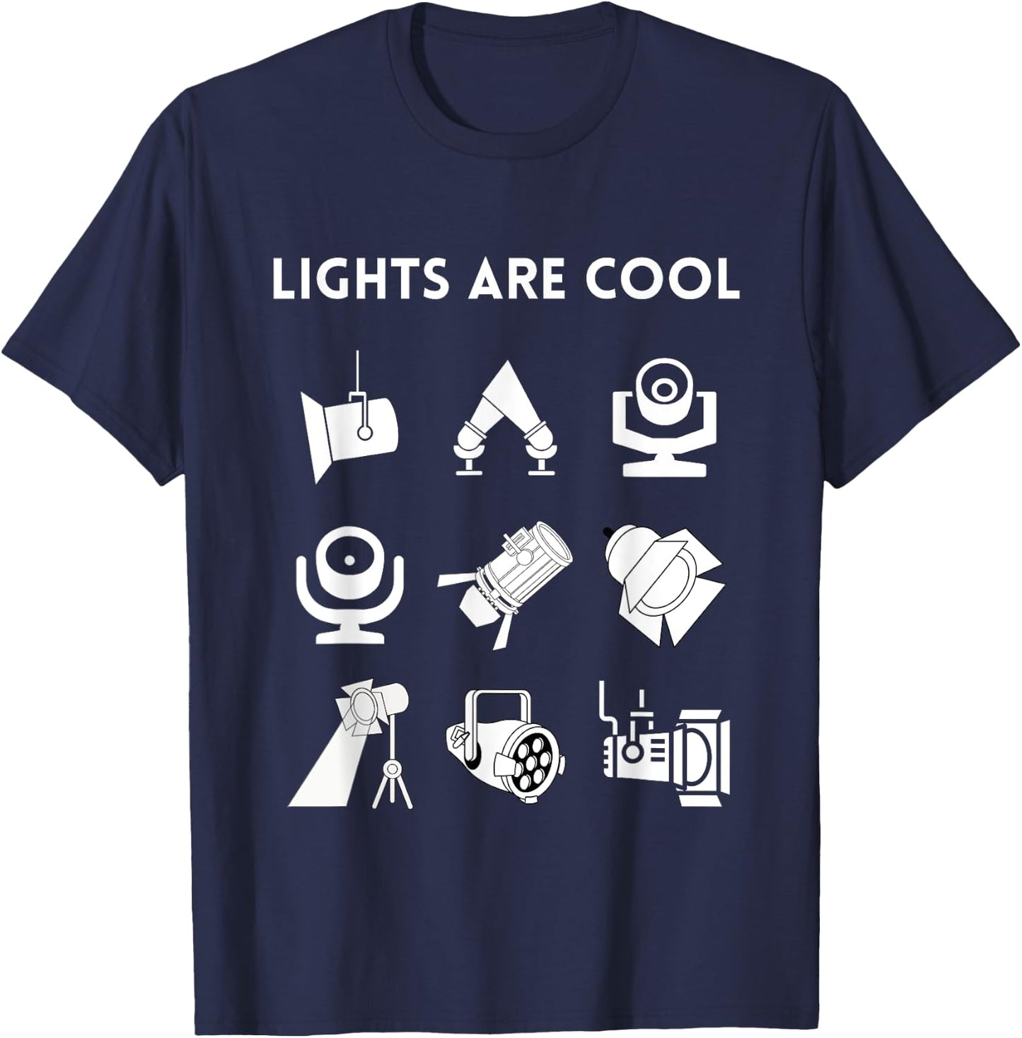 LIGHTS ARE COOL Theatrical Lighting Apparel, Front Print T-Shirt - T-Shirt | Navy