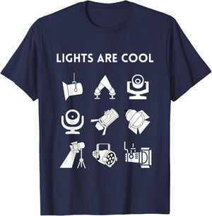 LIGHTS ARE COOL Theatrical Lighting Apparel, Front Print T-Shirt - T-Shirt | Navy