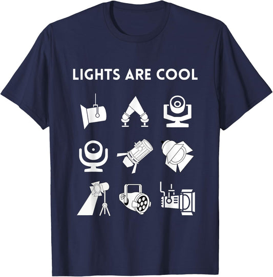LIGHTS ARE COOL Theatrical Lighting Apparel, Front Print T-Shirt - T-Shirt | Navy
