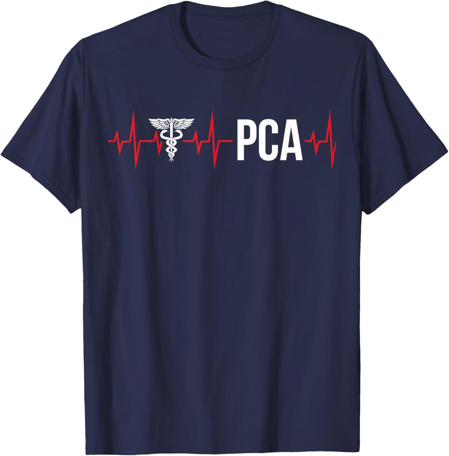 PCA Heartbeat Patient Care Assistant PCA Nurse T-Shirt - T-Shirt | Navy