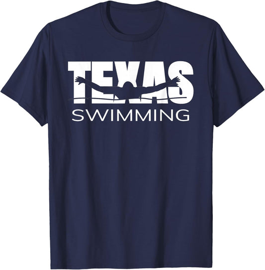 Love Texas Swimming Team Gift TX Home Lone Star State Pride T-Shirt - T-Shirt | Navy