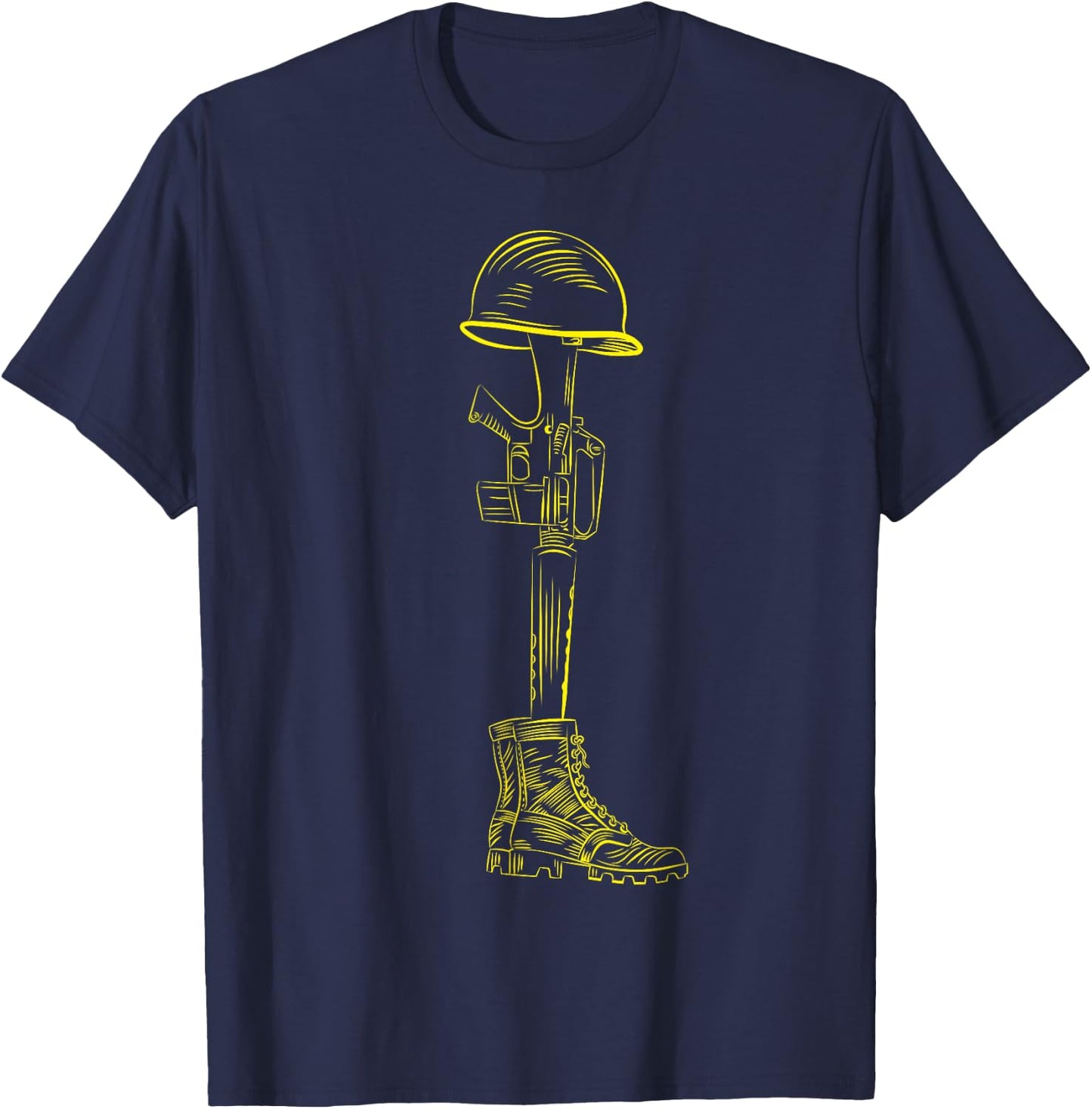 Battlefield Cross Rifle Helmet Memorial T-Shirt - T-Shirt | Navy
