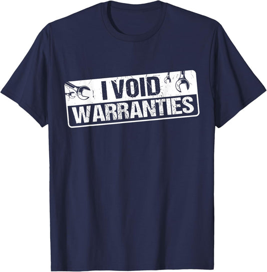 I Void Warranties - Black - -Adults - - Short Sleeve - Classic Fit - Adult, - S T-Shirt - T-Shirt | Navy