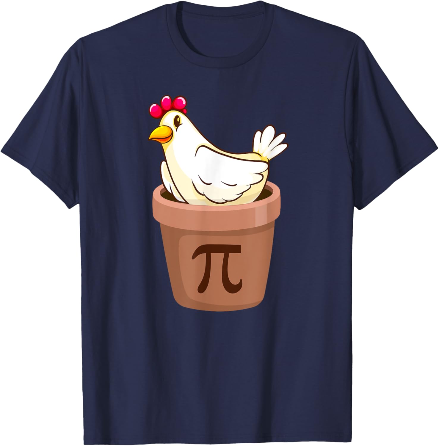 Chicken Pot Pi Day Funny Math pun Chicken Pi Day Cartoon T-Shirt - T-Shirt | Navy