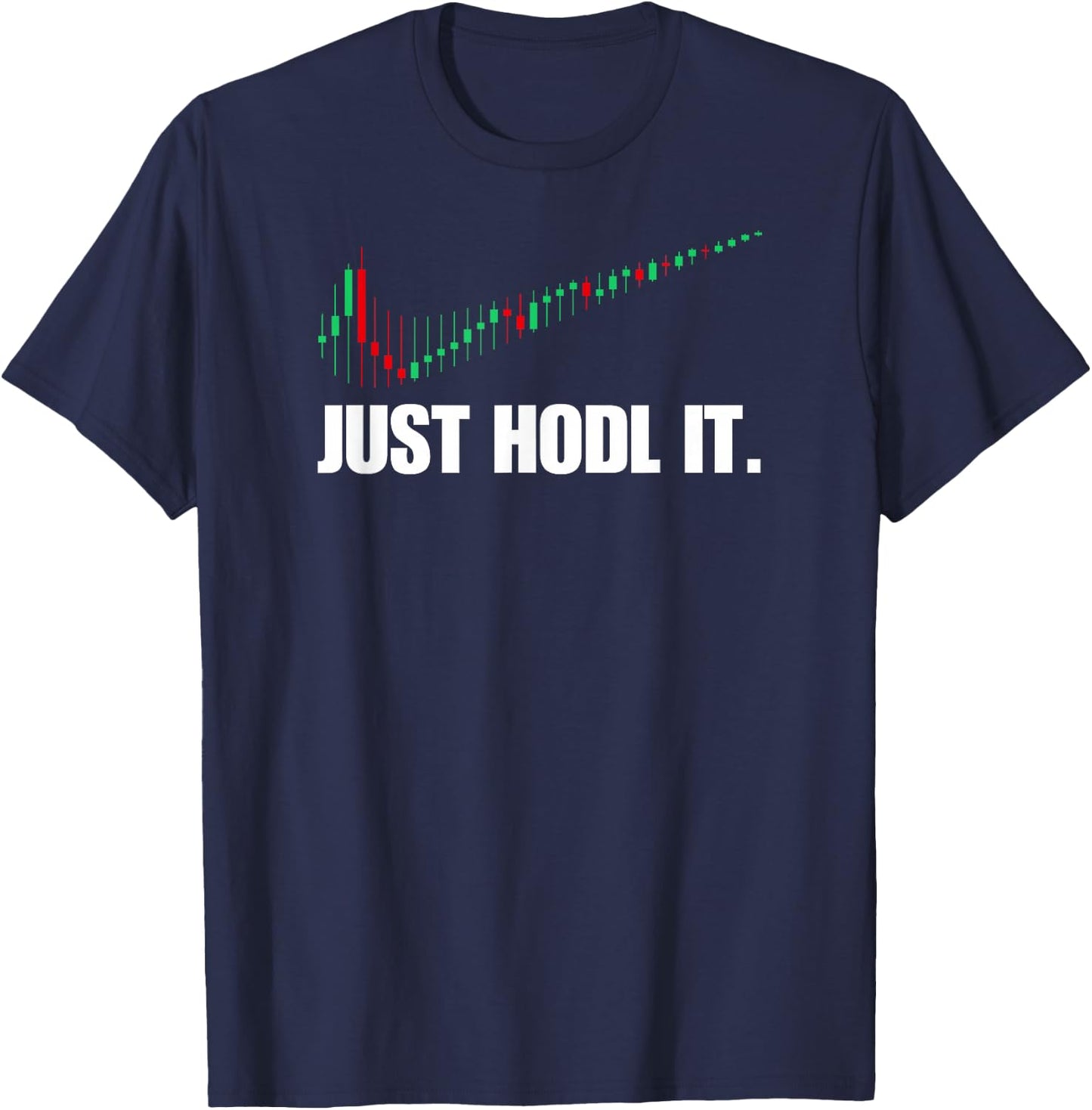 azDesigns Crypto Bitcoin BTC Blockchain Just HODL Bitcoin I Cool BTC Bitcoin T-Shirt - T-Shirt | Navy