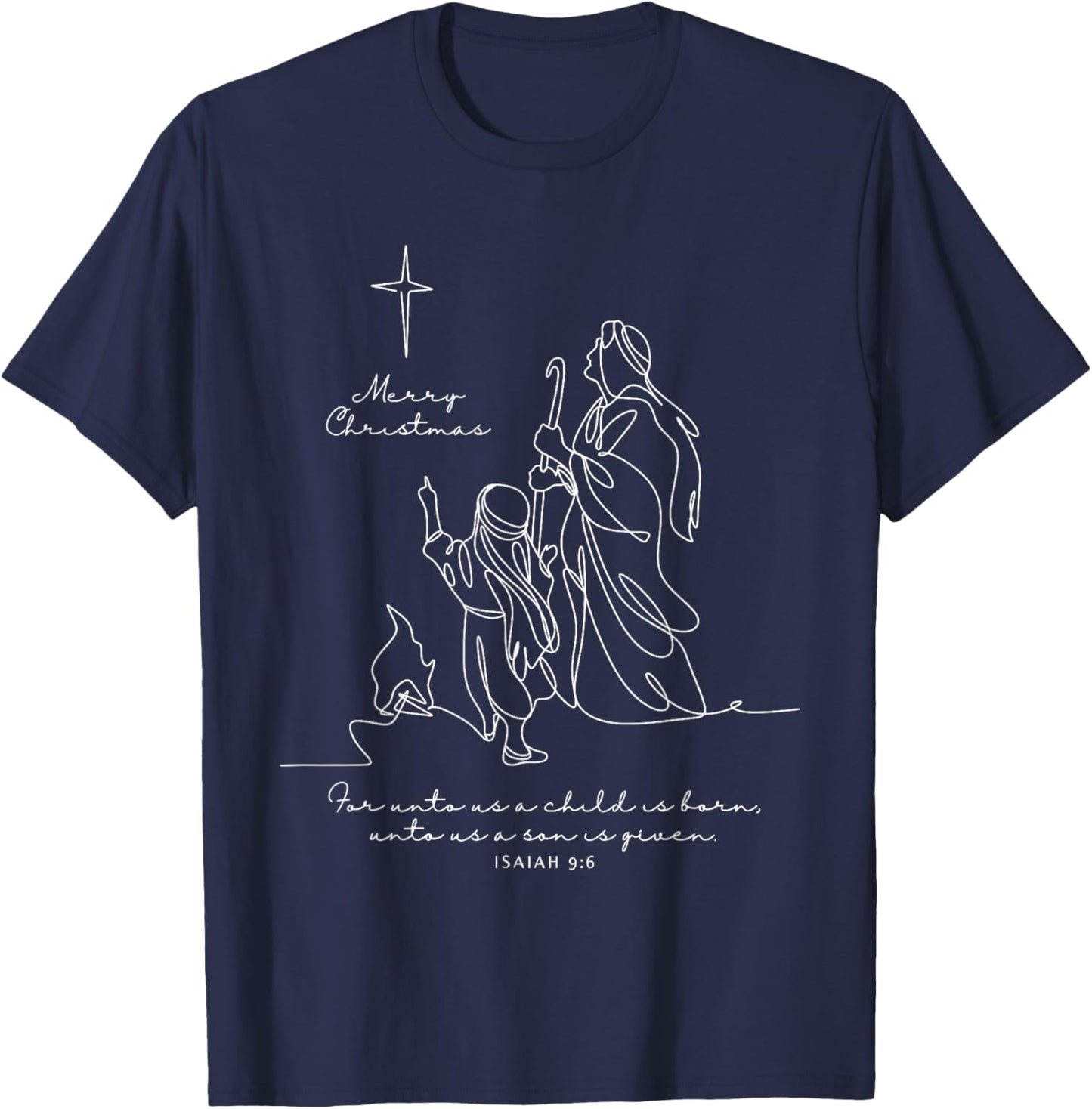 Merry Christmas Xmas Christian Cross Jesus Pajamas Holiday T-Shirt - T-Shirt | Navy
