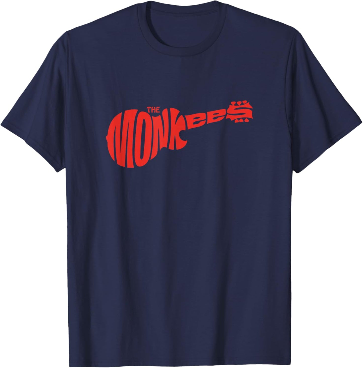 The Monkees Classic Red Guitar Logo Black T-Shirt - T-Shirt | Navy