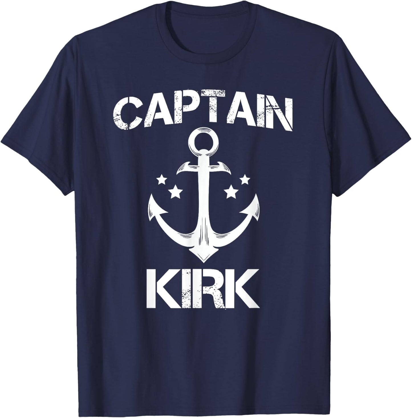 CAPTAIN KIRK Funny Birthday Personalized Name Boat Gift T-Shirt - T-Shirt | Navy