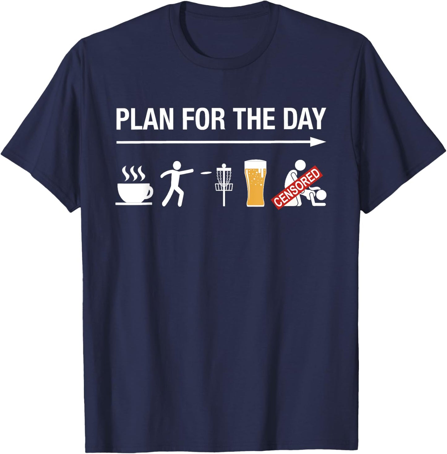 Disc Golf Basket Frisbee Golfing Frolf Coffee Beer Adult T-Shirt - T-Shirt | Navy