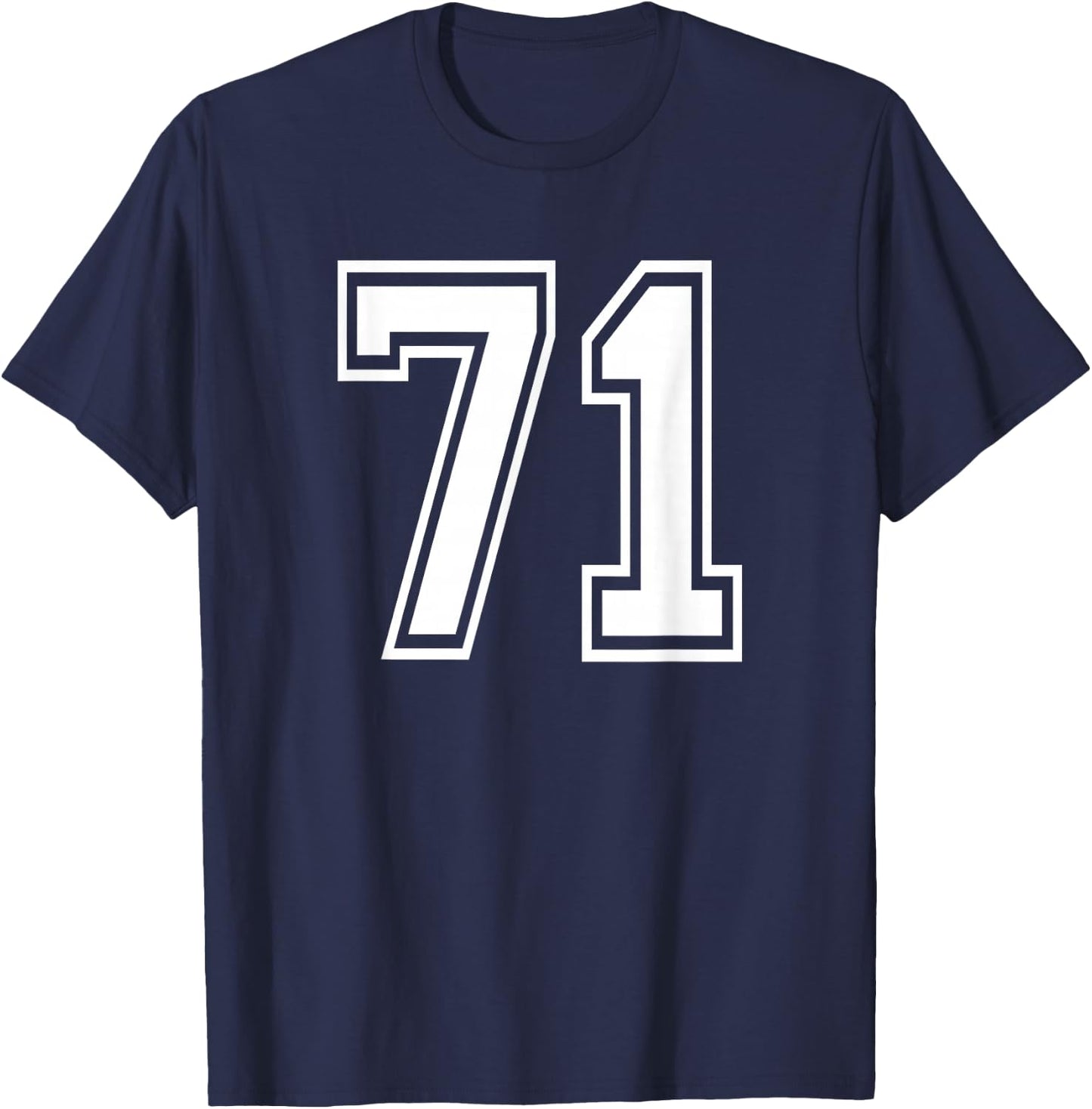 Number 71 Birthday 71st Sports Player Team Numbered Jersey T-Shirt - T-Shirt | Navy