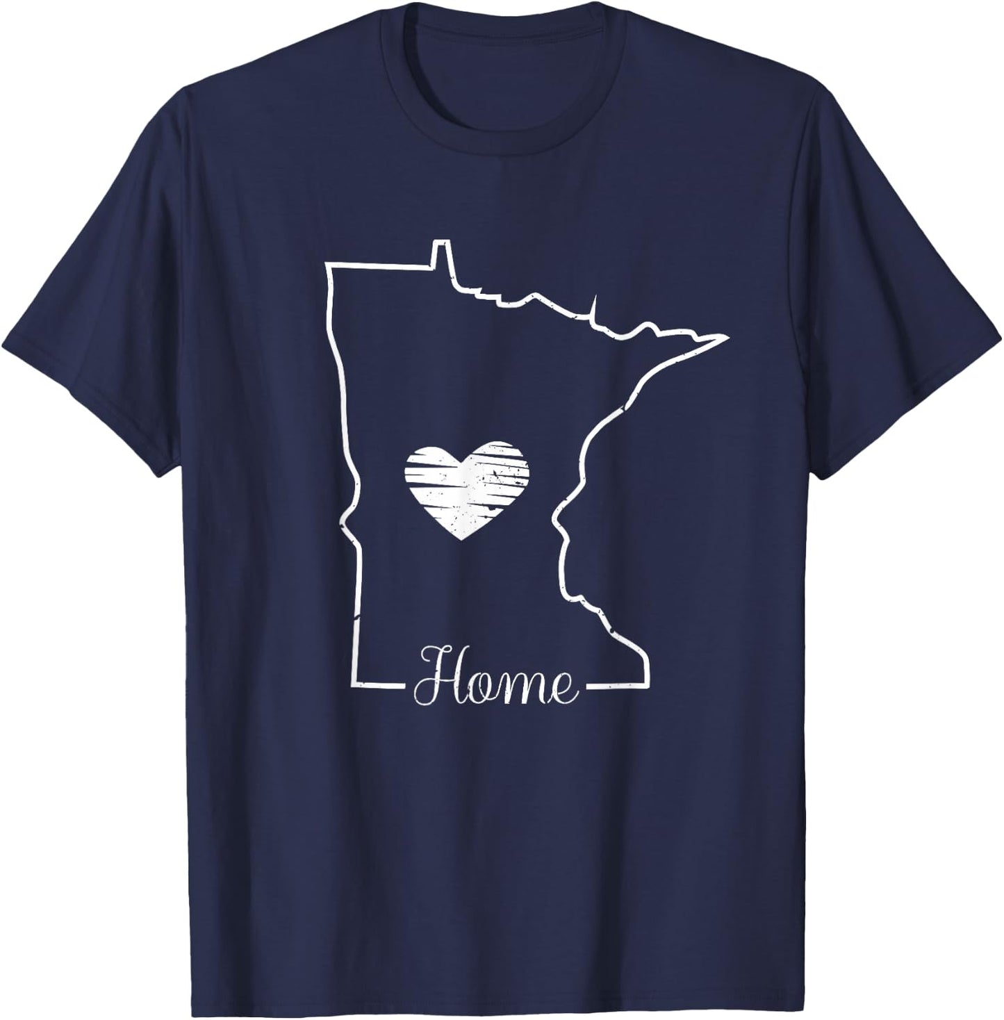 Minnesota Home Shirt MN Graphic Map with Heart T-Shirt - T-Shirt | Navy