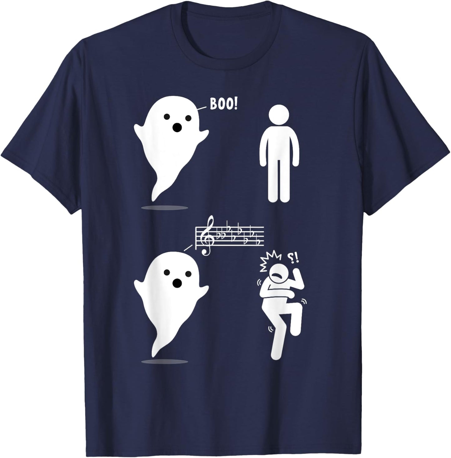 Musical Ghost Funny Music Theory Music Teacher Musician T-Shirt - T-Shirt | Navy