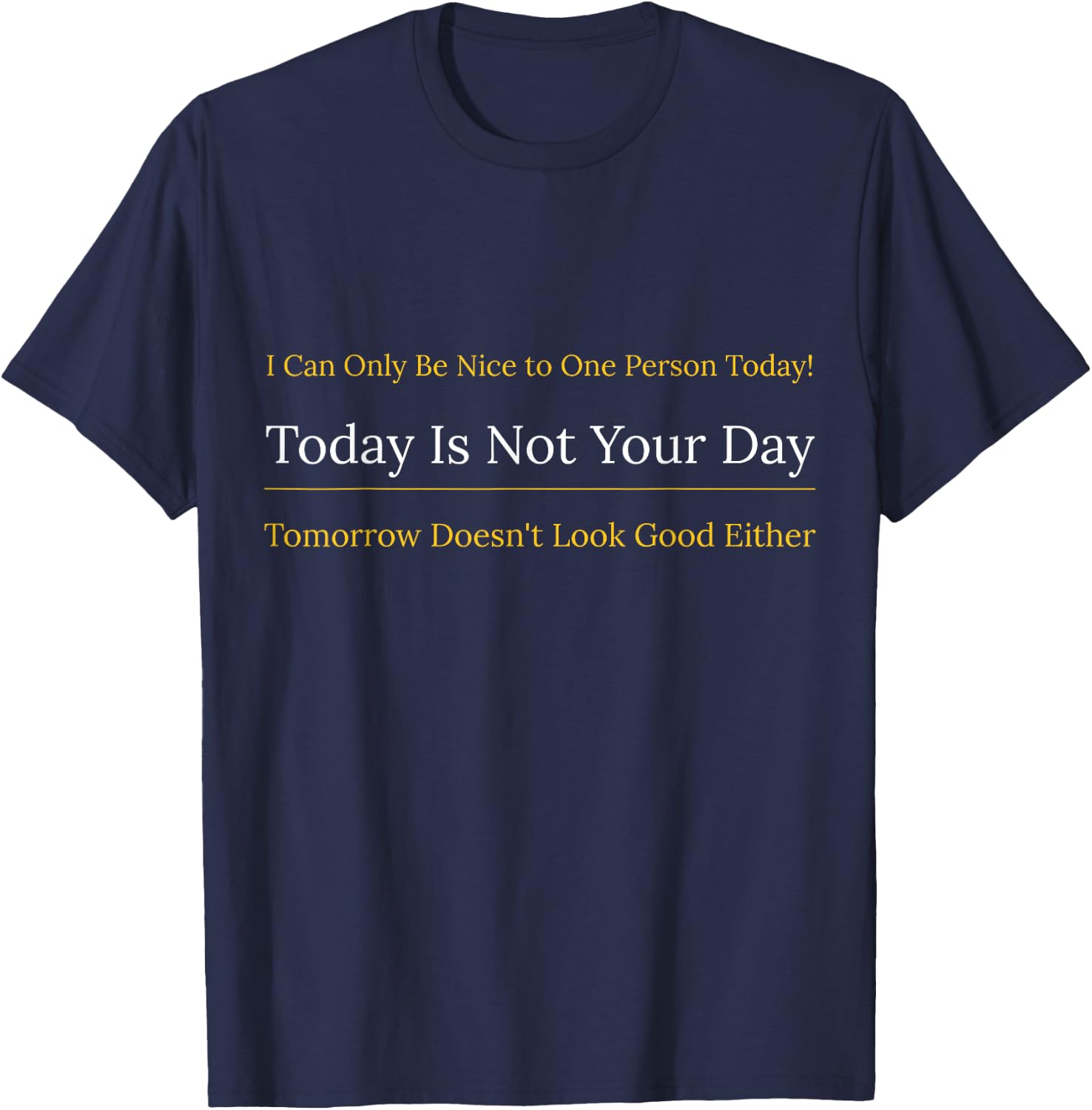 I Can Only Be Nice to One Person and Today is Not Your Day T-Shirt - T-Shirt | Navy