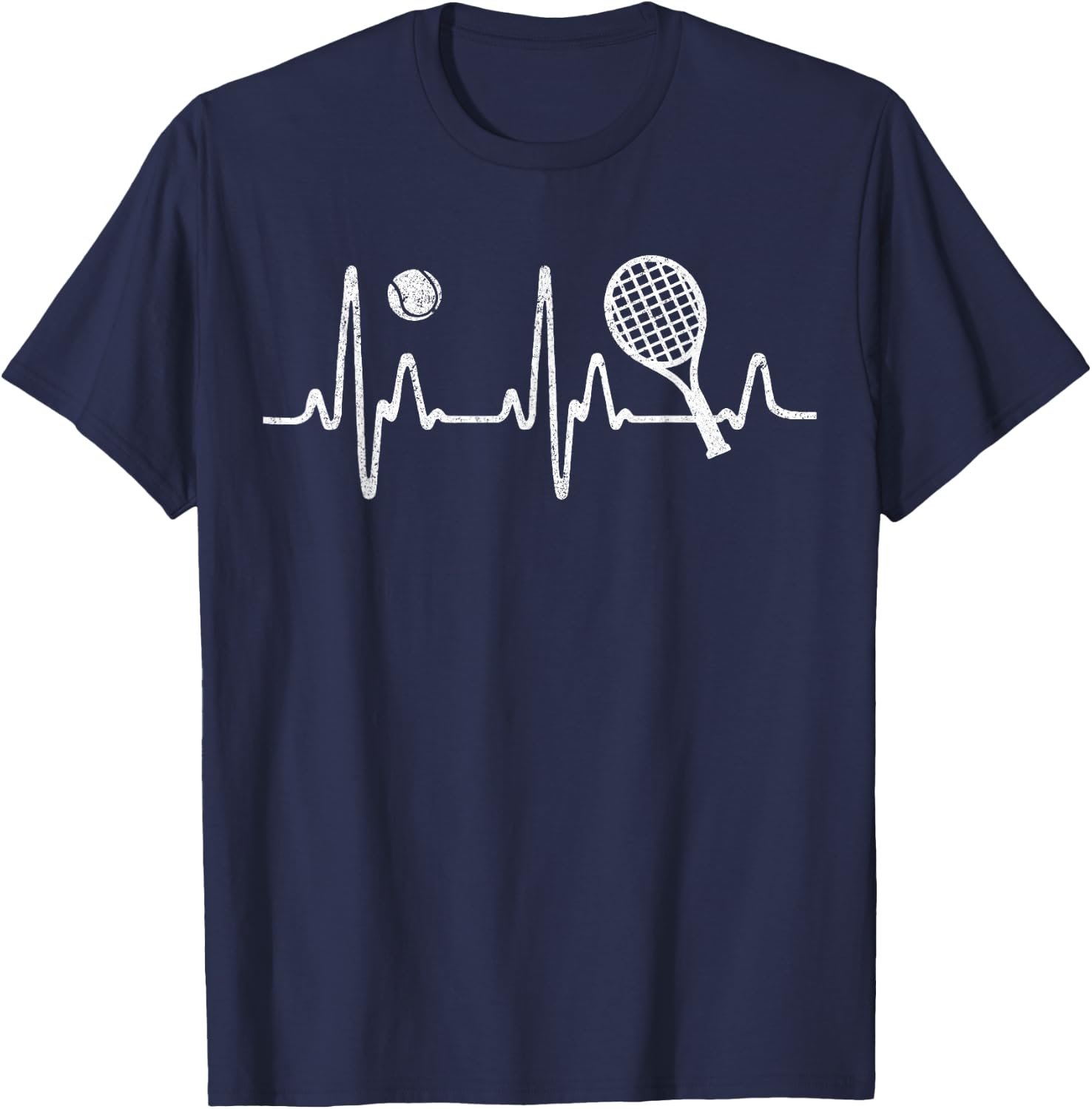 Tennis Heartbeat Shirt Best Tennis Gift Players Fans T-Shirt - T-Shirt | Navy