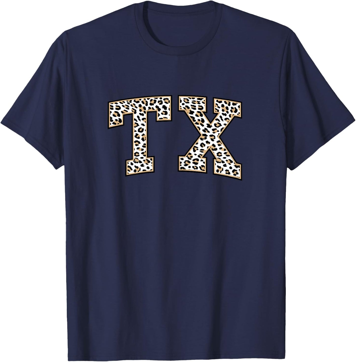 Texas | Stylish Leopard Print TX State T-Shirt - T-Shirt | Navy