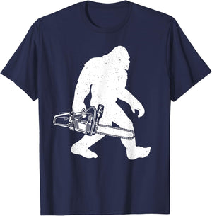 Cool Lumberjack Art Women Bigfoot Sasquatch Chainsaw T-Shirt - T-Shirt | Navy