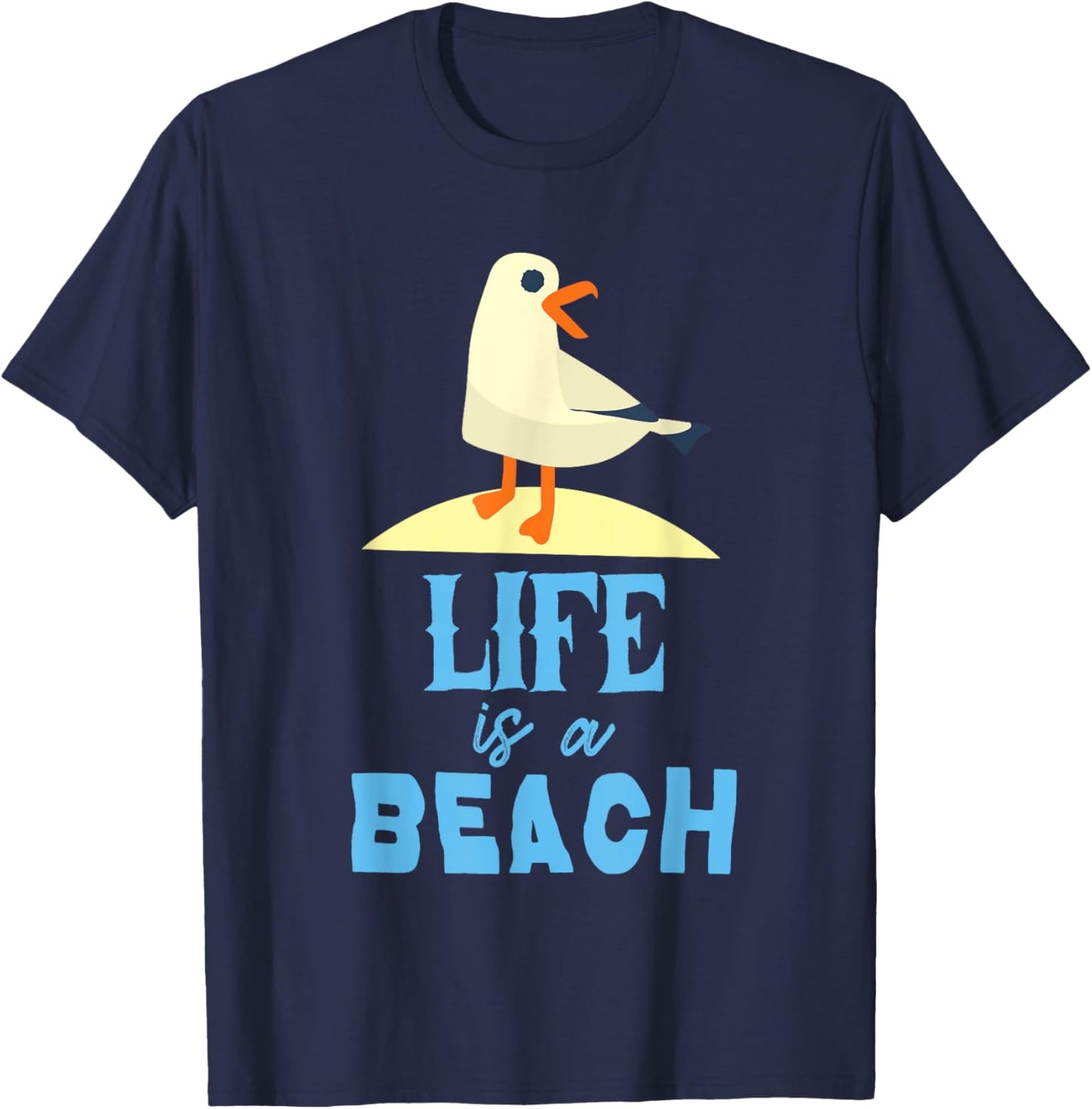Life at the Beach Seagul bird at the beach life is a beach T-Shirt - T-Shirt | Navy