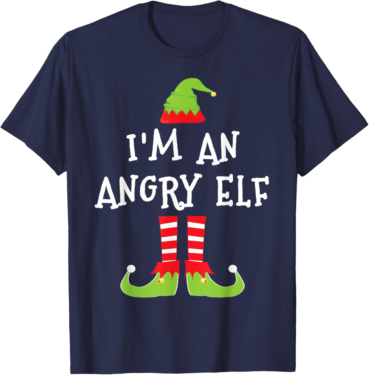 I'm An Angry Elf Matching Family Elf Christmas T Shirt T-Shirt - T-Shirt | Navy