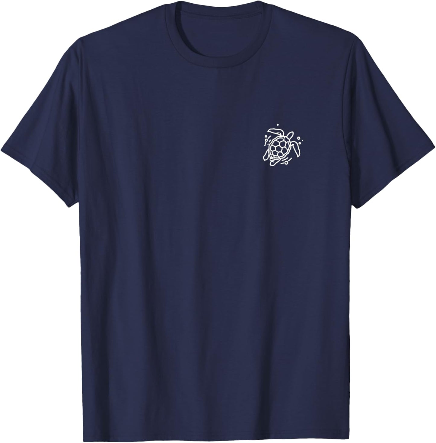 Sea Turtle Badge Patch Line Art Icon Outline Gift T-Shirt - T-Shirt | Navy