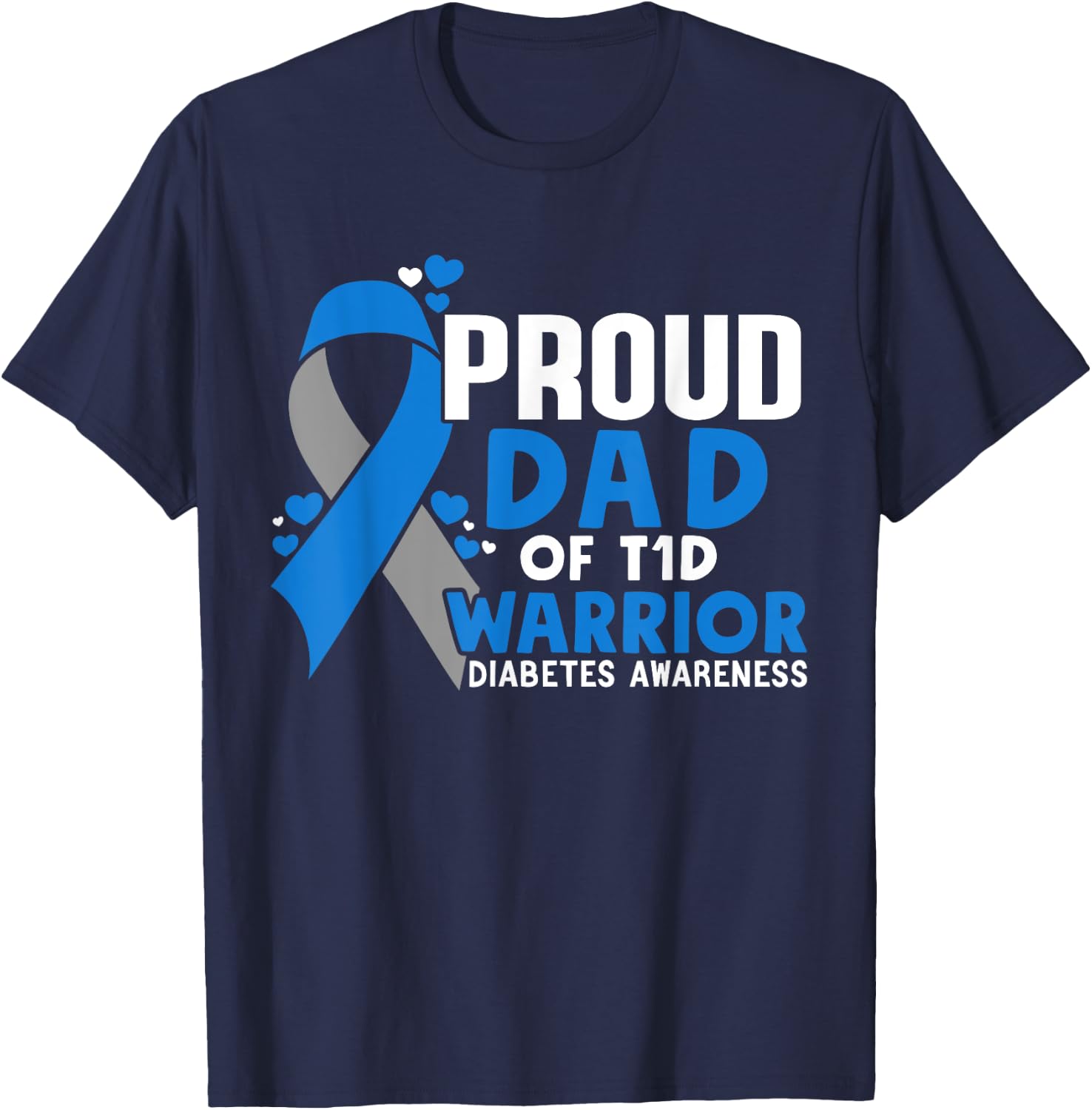 T1D Proud Dad Diabetes Awareness Type 1 T-Shirt - T-Shirt | Navy