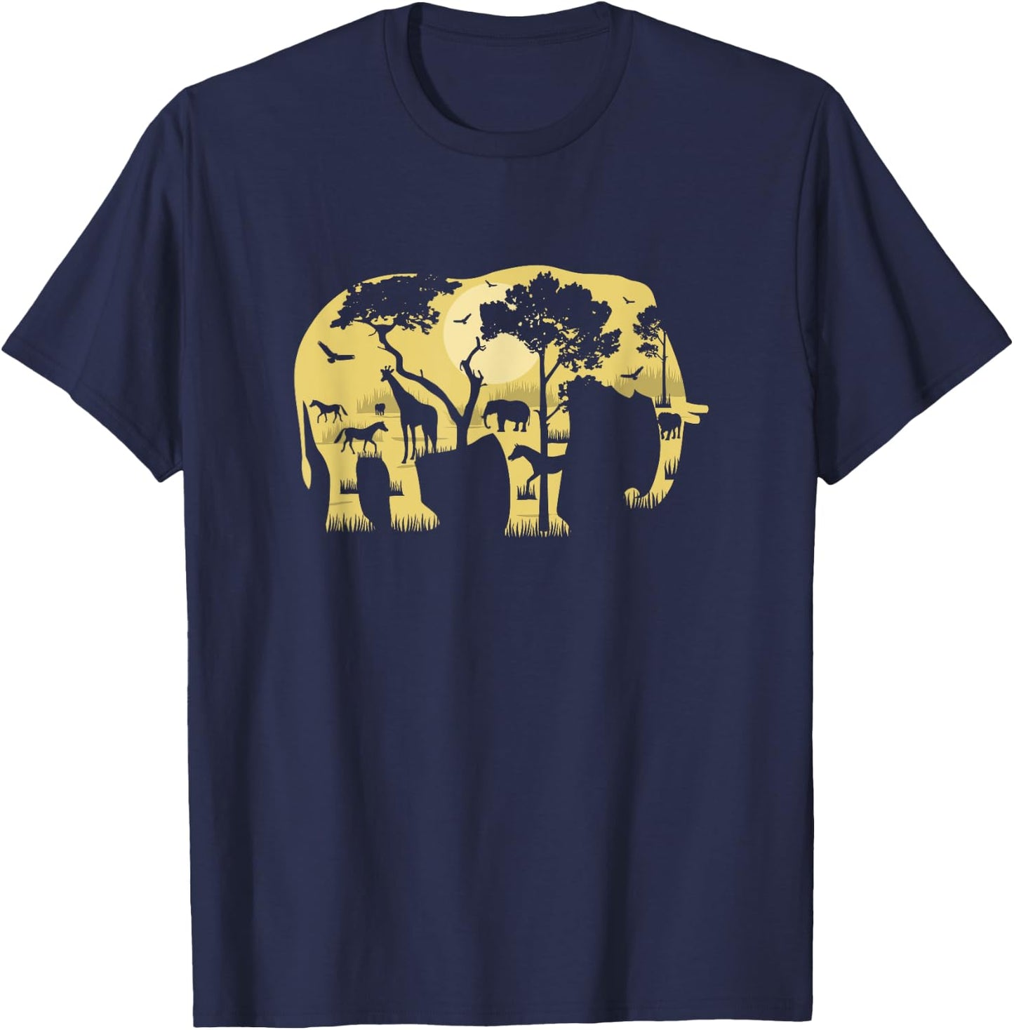 African Elephant Africa Wildlife Safari Nature Wild Animals T-Shirt - T-Shirt | Navy