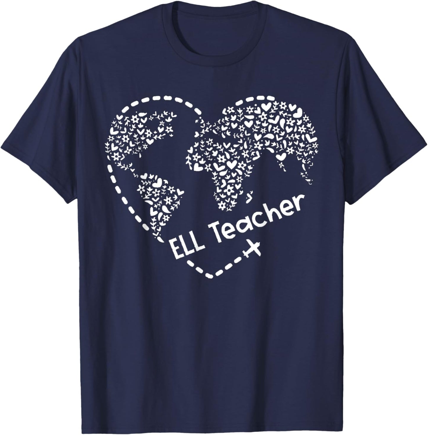 Ell Cute Heart Shape English Language Teacher Students T-Shirt - T-Shirt | Navy