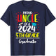 Funny Proud Uncle of a Class of 2024 5th Grade Graduate T-Shirt - T-Shirt | Navy