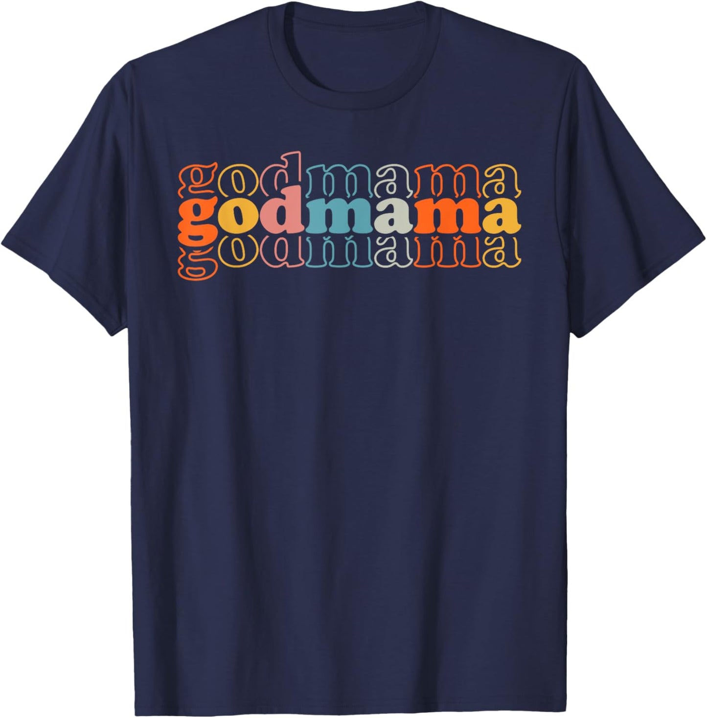 Godmama Retro Mother's Day Best Godmother T-Shirt - T-Shirt | Navy