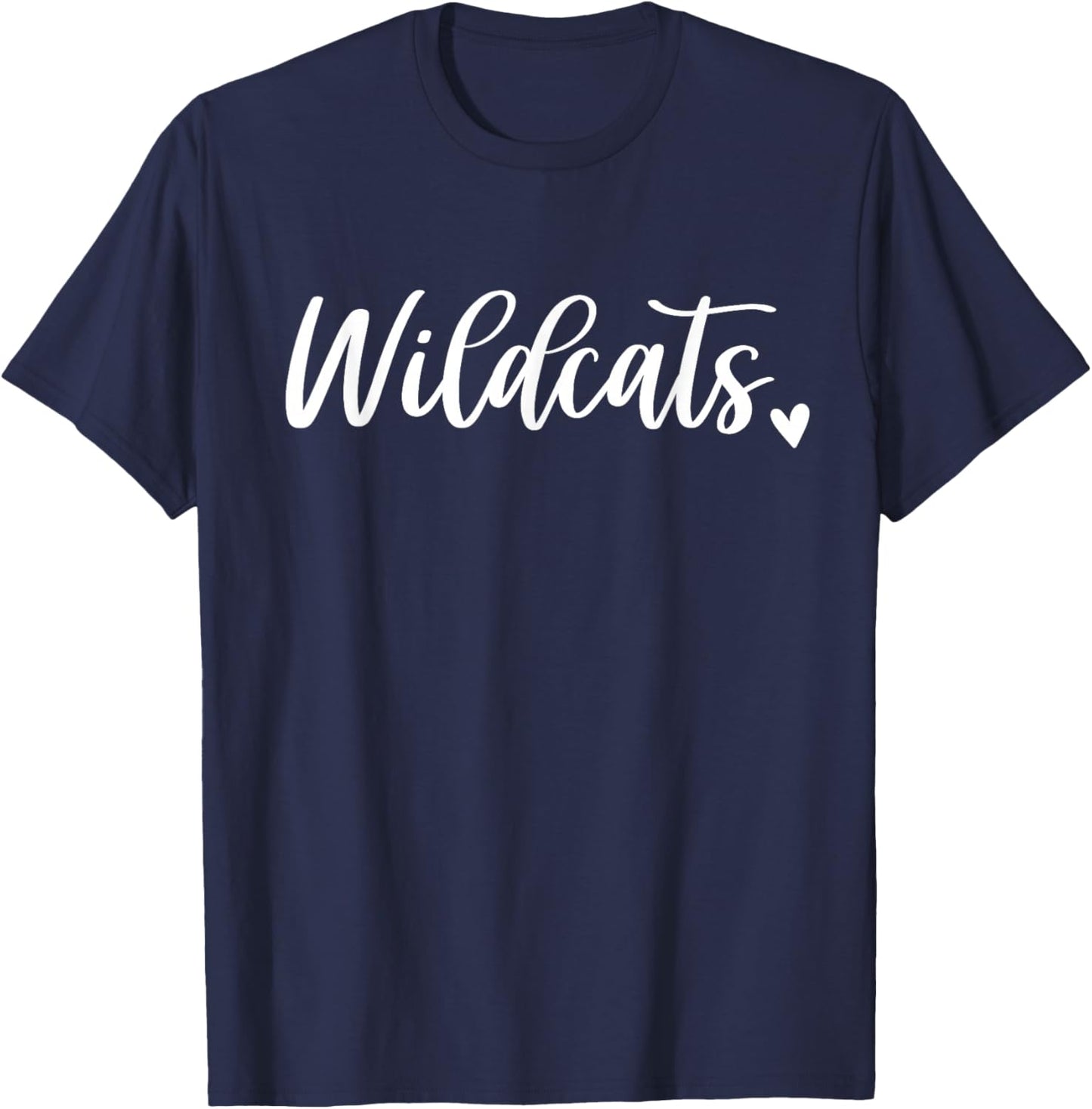 Wildcats Cute Heart Sports Teams Women T-Shirt - T-Shirt | Navy
